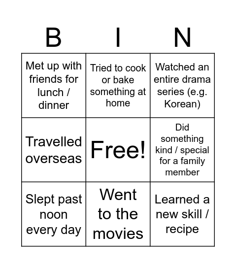 Holiday Bingo! Bingo Card