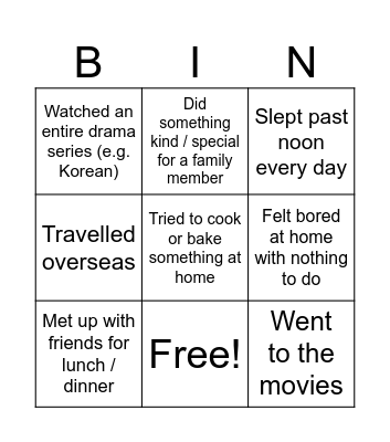 Holiday Bingo! Bingo Card