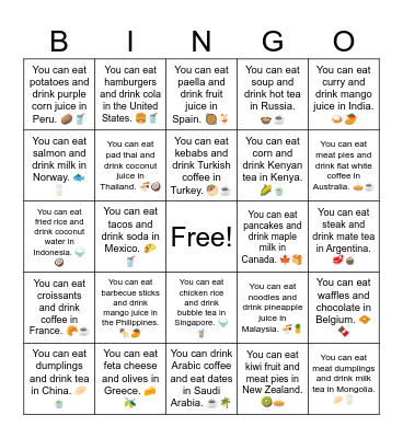 B11 L13 You can eat sausages and pretzels in Germany. 🌭🥨 Bingo Card
