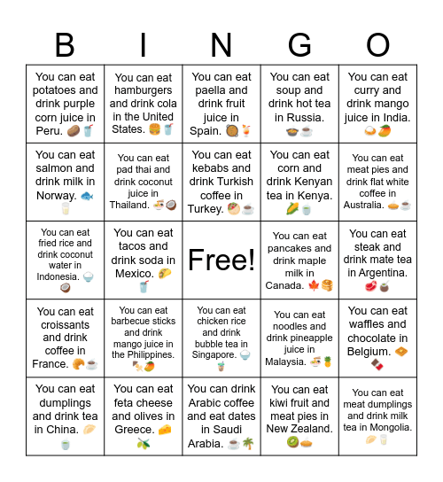 B11 L13 You can eat sausages and pretzels in Germany. 🌭🥨 Bingo Card