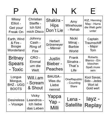 PankePack Geburtstag Bingo Card