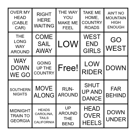 WHICH WAY? Bingo Card