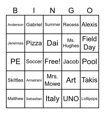 The Best Class Ever! Bingo Card