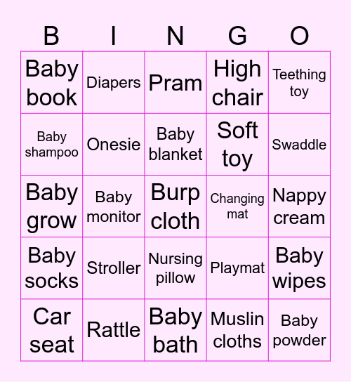 Baby Shower Bingo! Bingo Card