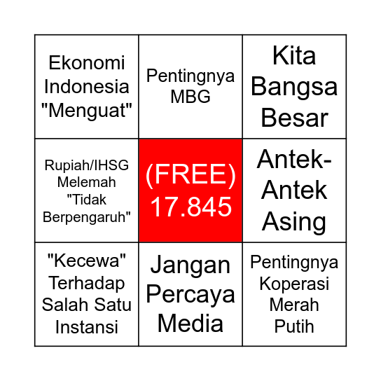 Yapping Bowo 20/05 Bingo Card