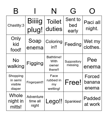 Becky's little bingo! Bingo Card