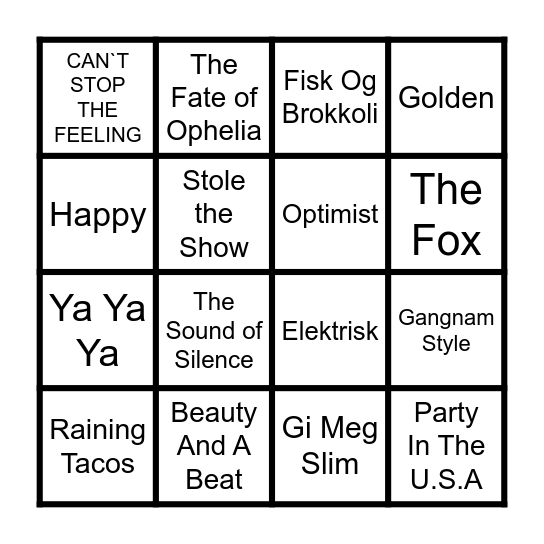 Temauke - Groos Bingo Card