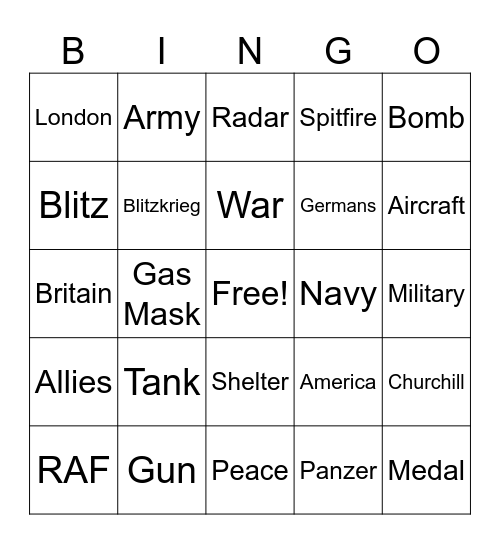 WW2 Bingo Card