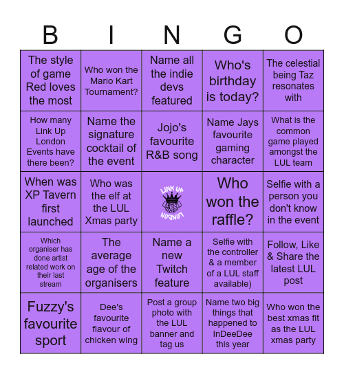 Link Up London Bingo Card