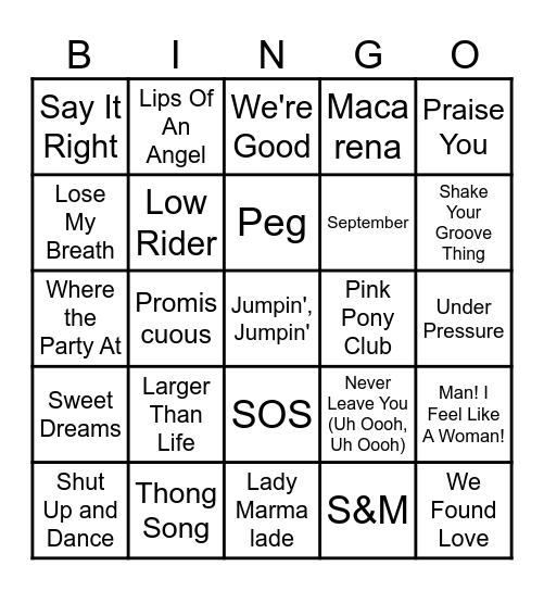 Game 2 - 2 Legit 2 Bingo Card