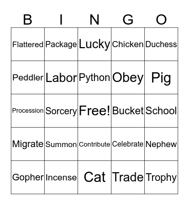 Aladdin Bingo Card