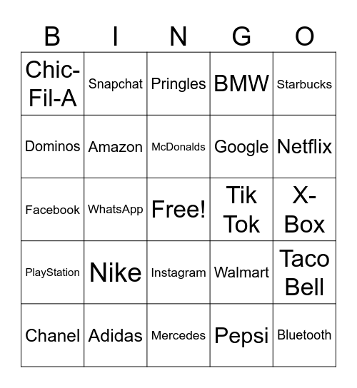 Famous Logos Bingo Card