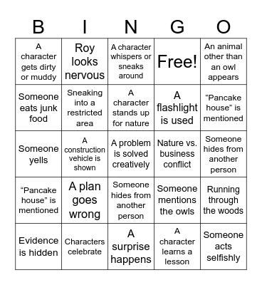 HOOT  Bingo Card