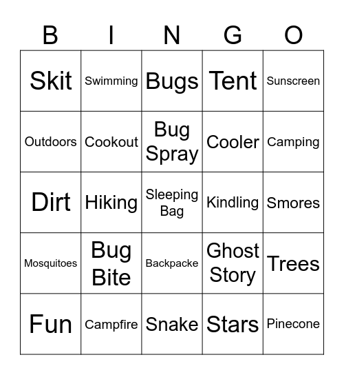 Campfire BingoSanke Bingo Card