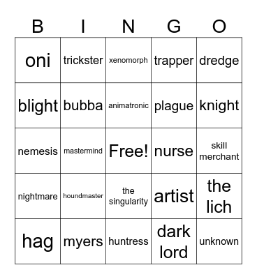 KILLER BINGO Card