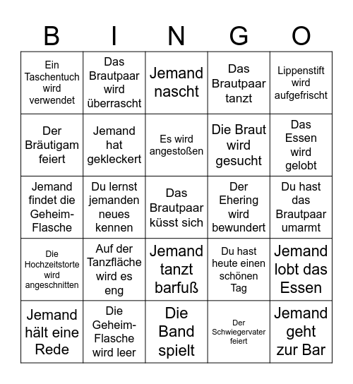 Maja & David Bingo Card