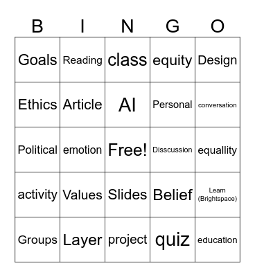 306 BINGO Card
