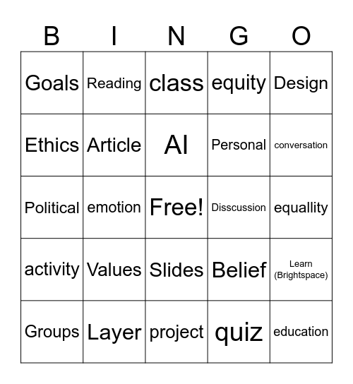 306 BINGO Card