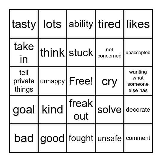 Context Clues Bingo Card