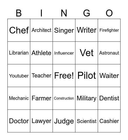 Career Bingo Test Bingo Card
