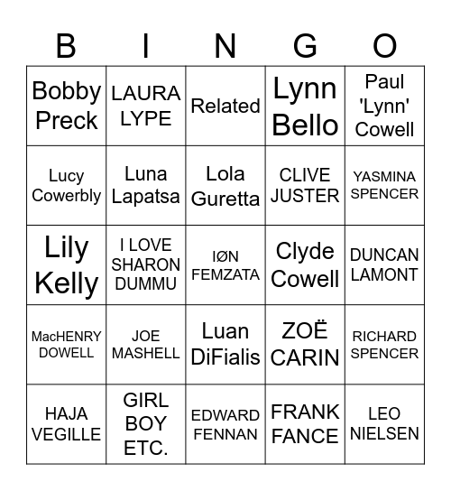 The Loud House Voice Actors AI Bingo Card