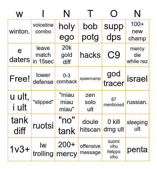 ow bingo Card