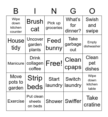 Chore Bingo Card