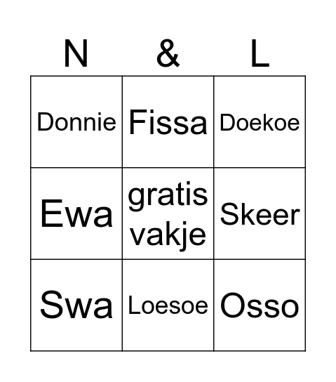 STRAATTAAL BINGO Card