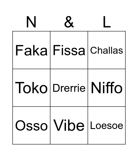 STRAATTAAL BINGO Card