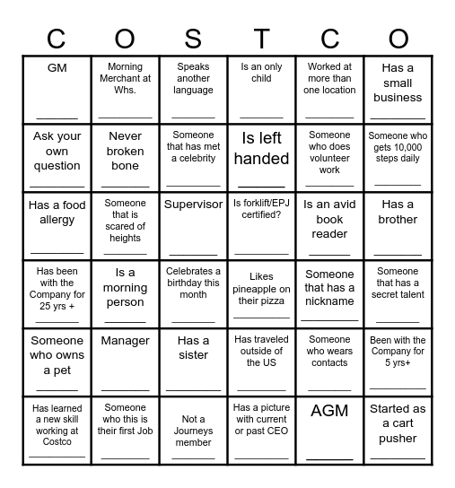 Find Someone Who... Bingo Card