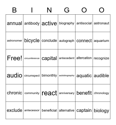 Roots Review #1 Bingo Card