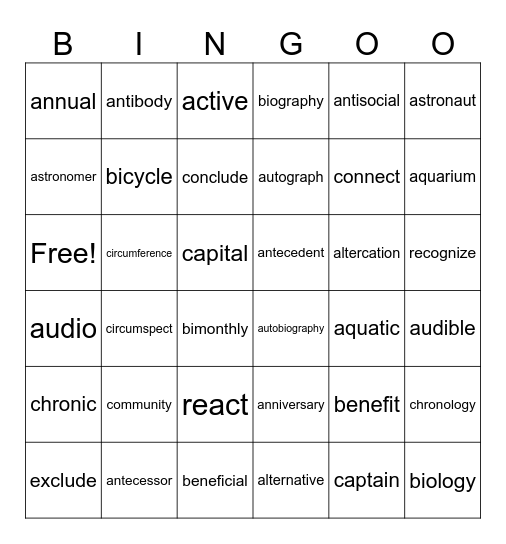 Roots Review #1 Bingo Card