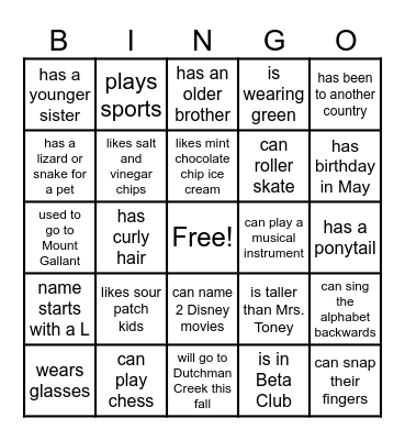 Find Someone who..... Bingo Card