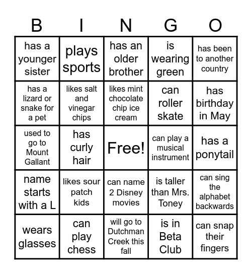 Find Someone who..... Bingo Card