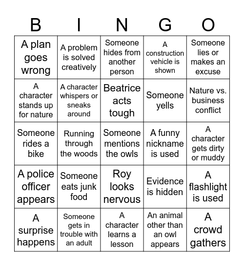 HOOT Bingo Card