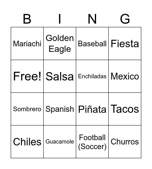 Mexican Bingo Card