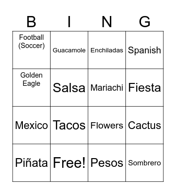 Mexican Bingo Card