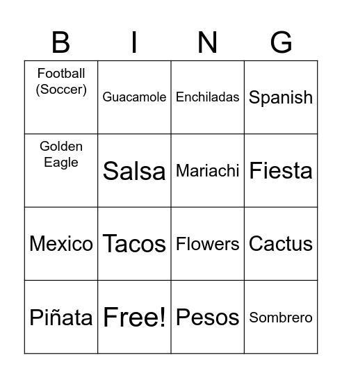 Mexican Bingo Card
