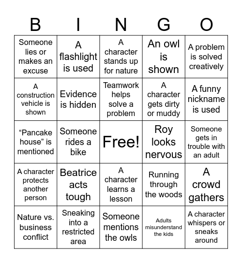 HOOT Bingo Card
