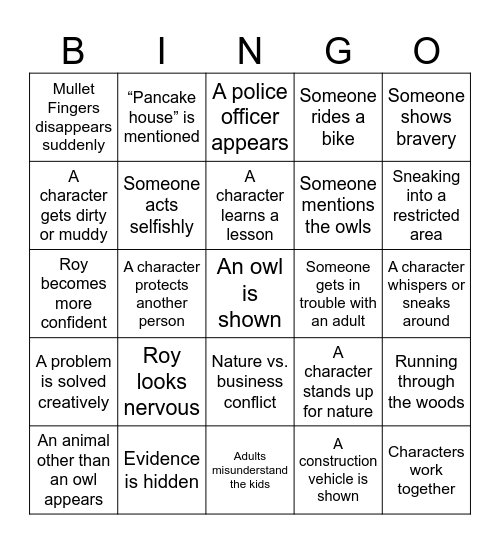 HOOT Bingo Card