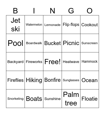 Summer Bingo Card