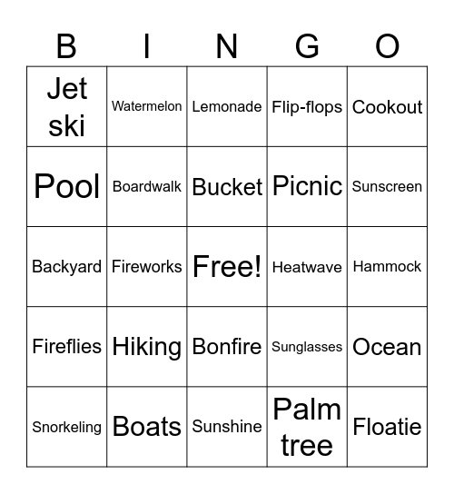 Summer Bingo Card