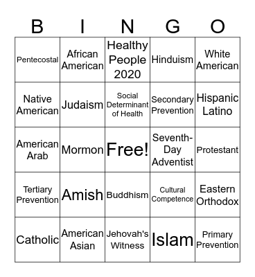 Community Bingo Card