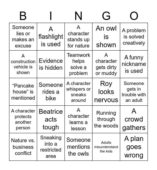 HOOT Bingo Card