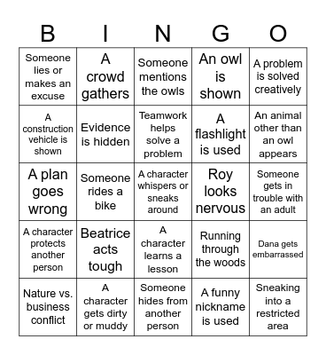 HOOT Bingo Card