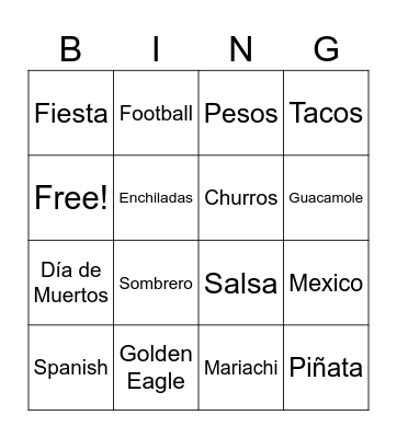 Mexico Bingo Card