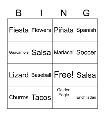 Mexican Bingo Card