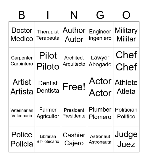 Career Fair Bingo Card