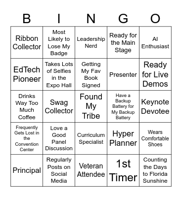 ISTELive & ASCD Annual Networking Bingo Card