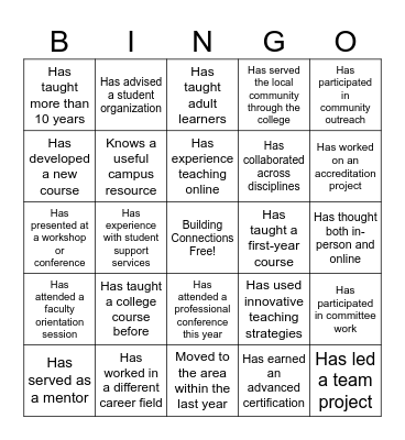 Puzzle 1: Building Connections Bingo Card